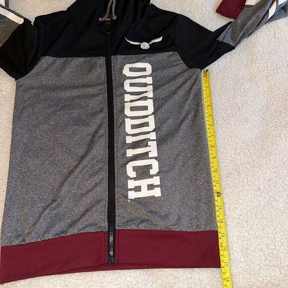 Harry Potter Unisex Gray Black Maroon Graphic Quidditch Full Zip Sweatshirt Size - Picture 11 of 13